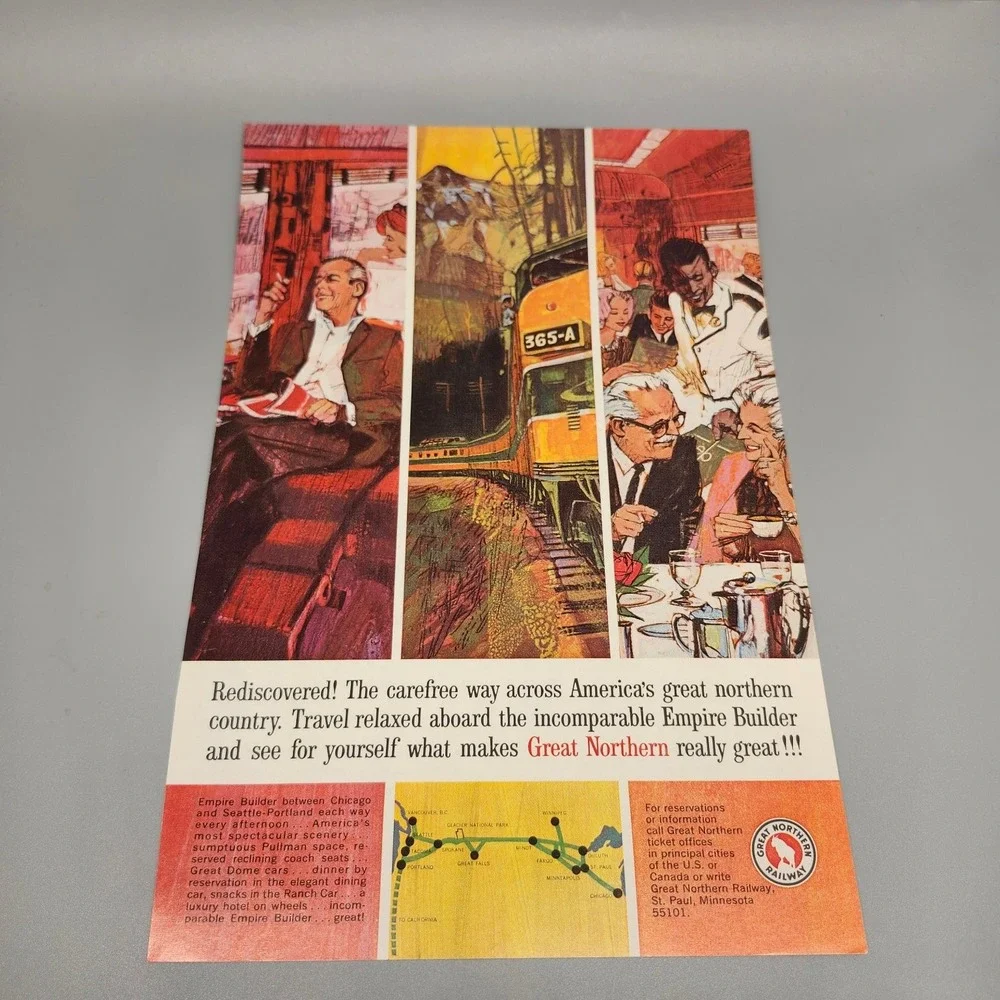 Great Northern Railway Empire Builder Magazine Ad 1960s Train Travel